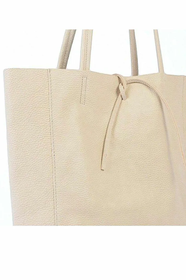 Tote Bags*Sostter Pebbled Leather Tote Shopper | BYAXY Ivory