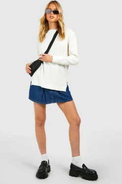 Jumpers*boohoo Round Neck Lightweight Jumper ivory