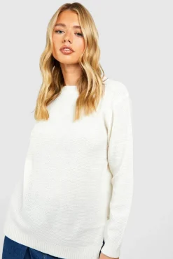 Jumpers*boohoo Round Neck Lightweight Jumper ivory