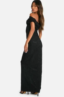 Maxi Dresses*boohoo Jacquard Floral Twist Strap Maxi Dress black