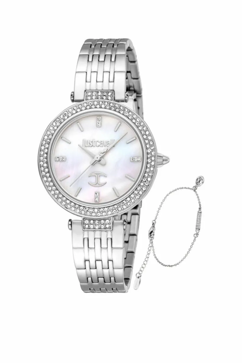 Watches*Just Cavalli JC1L274M0045 Savoca 32mm Quartz Watch Silver