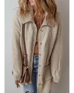 Cardigans*Azura Exchange Jet Stream Collared Drop Shoulder Button Up Cardigan with Pocket Multi