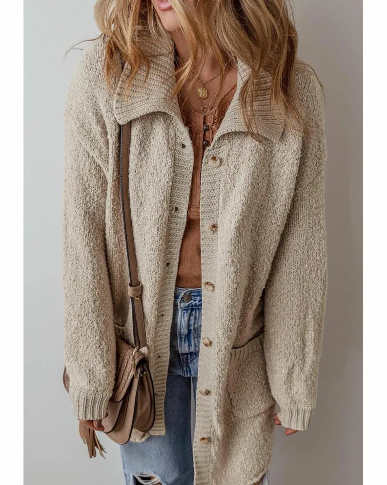 Cardigans*Azura Exchange Jet Stream Collared Drop Shoulder Button Up Cardigan with Pocket Multi