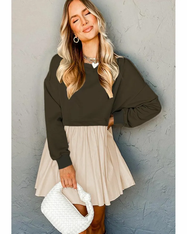 Shirt Dresses*Azura Exchange Jungle Green Sweatshirt Poplin Mini Dress Multi