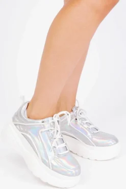 Trainers*Where's That From Kayla' Chunky Trainers Silver