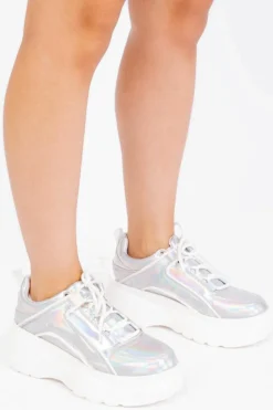 Trainers*Where's That From Kayla' Chunky Trainers Silver