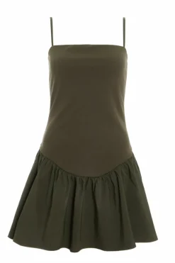 Skater Dresses*Quiz Strappy Puff Ball Skater Dress Khaki