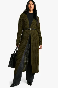 Cardigans|Knitwear*boohoo Knit Longline Cardigan khaki