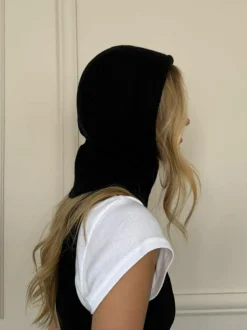 Hats & Gloves|Hats & Gloves*SVNX Knitted Balaclava with Snap Fastening Black