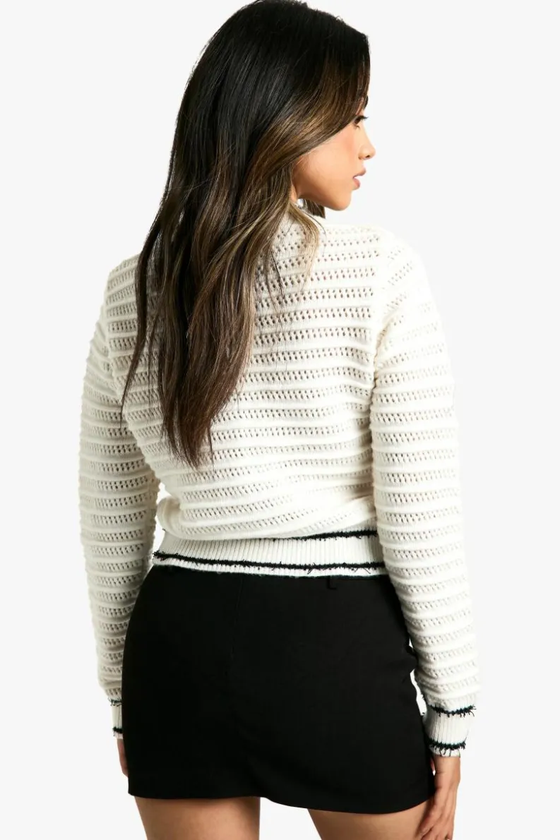 Cardigans|Jumpers & Cardigans*boohoo Knitted Boucle Contrast Detail Cardigan cream