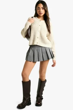 Cardigans*boohoo Knitted Button Through Cardigan stone