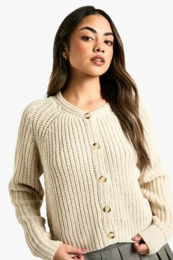Cardigans*boohoo Knitted Button Through Cardigan stone