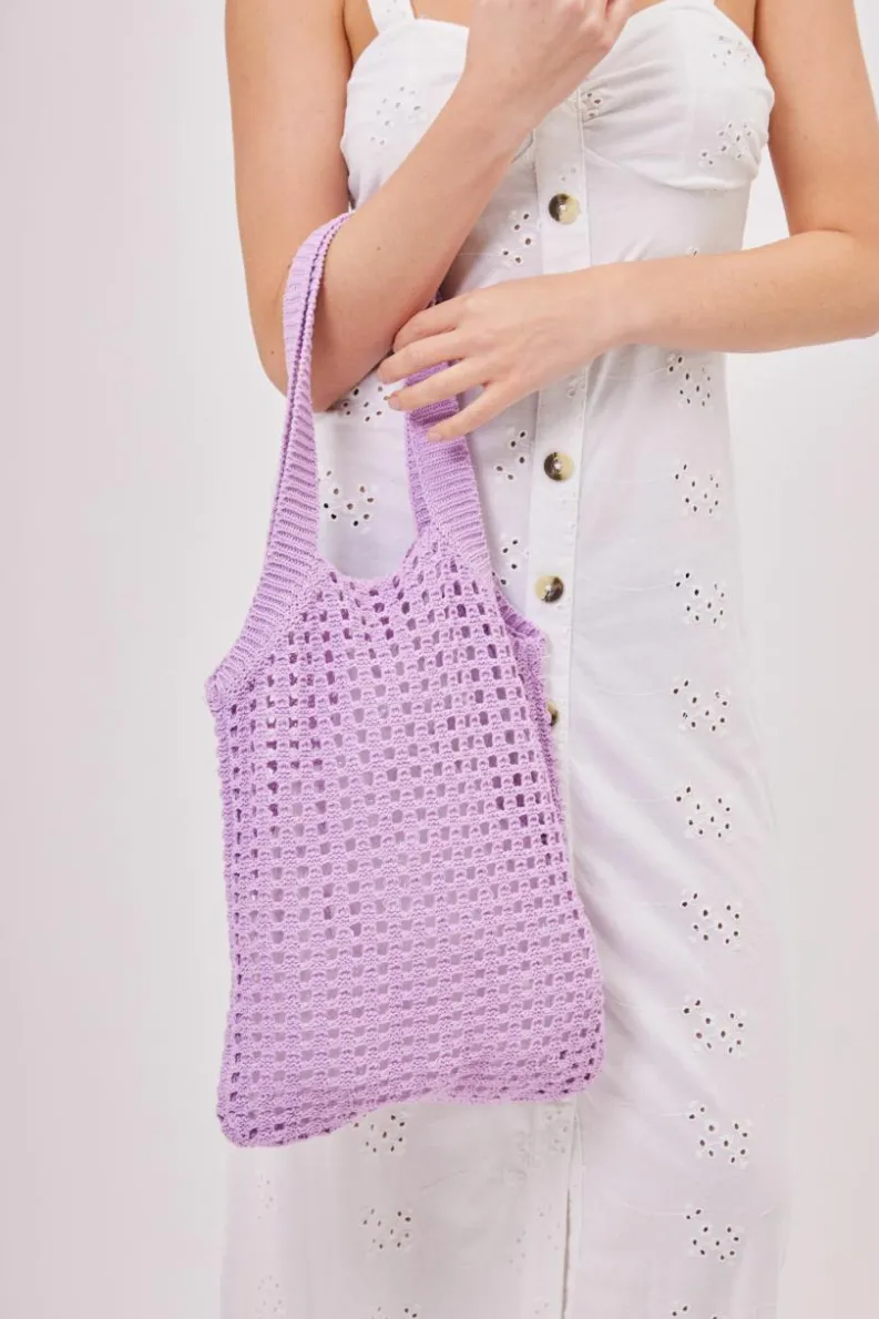 Handbags|Tote Bags*My Accessories London Knitted Crochet Tote Lilac