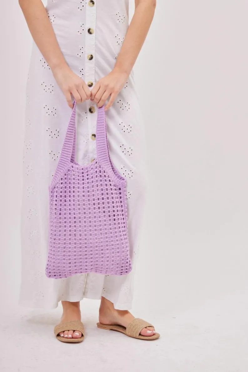 Handbags|Tote Bags*My Accessories London Knitted Crochet Tote Lilac