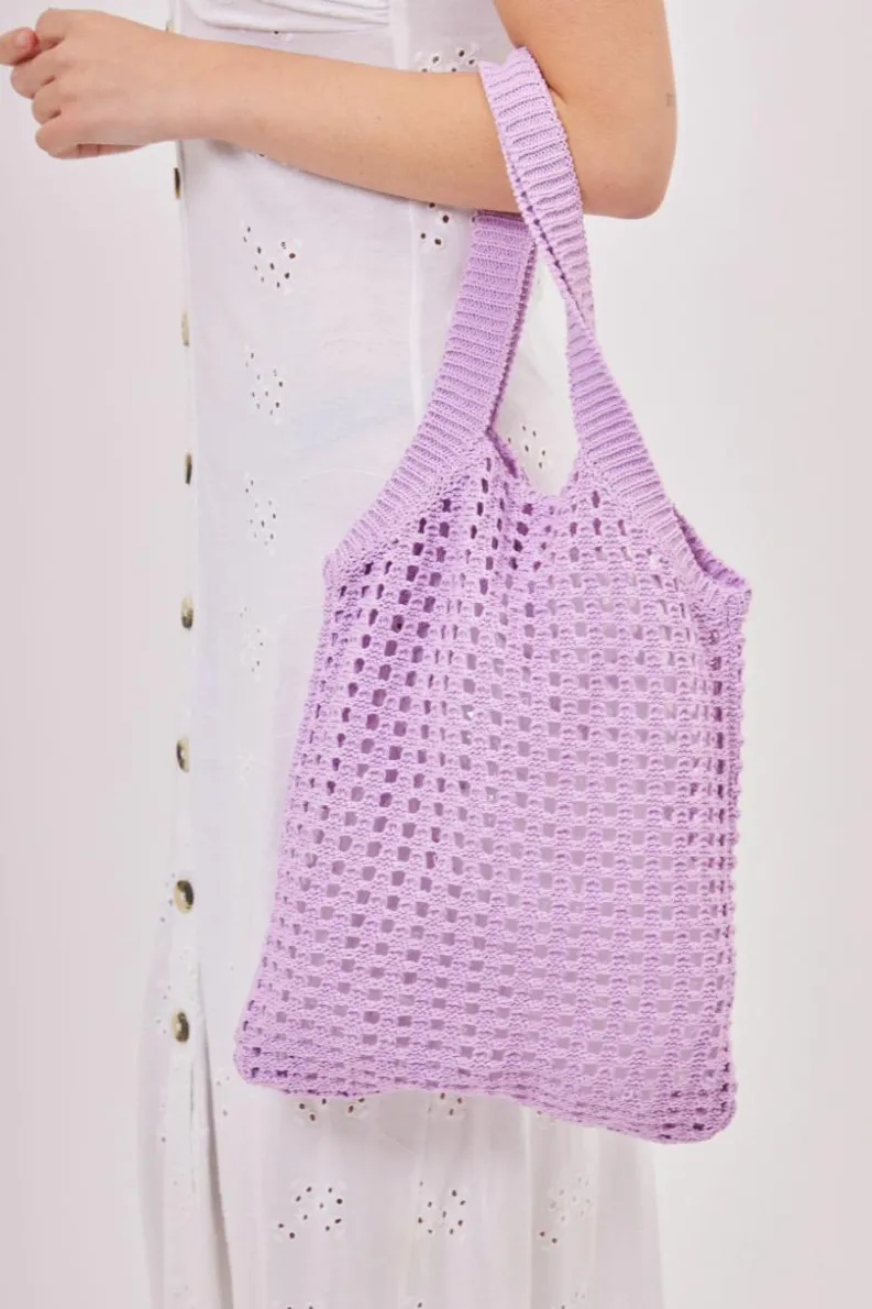 Handbags|Tote Bags*My Accessories London Knitted Crochet Tote Lilac