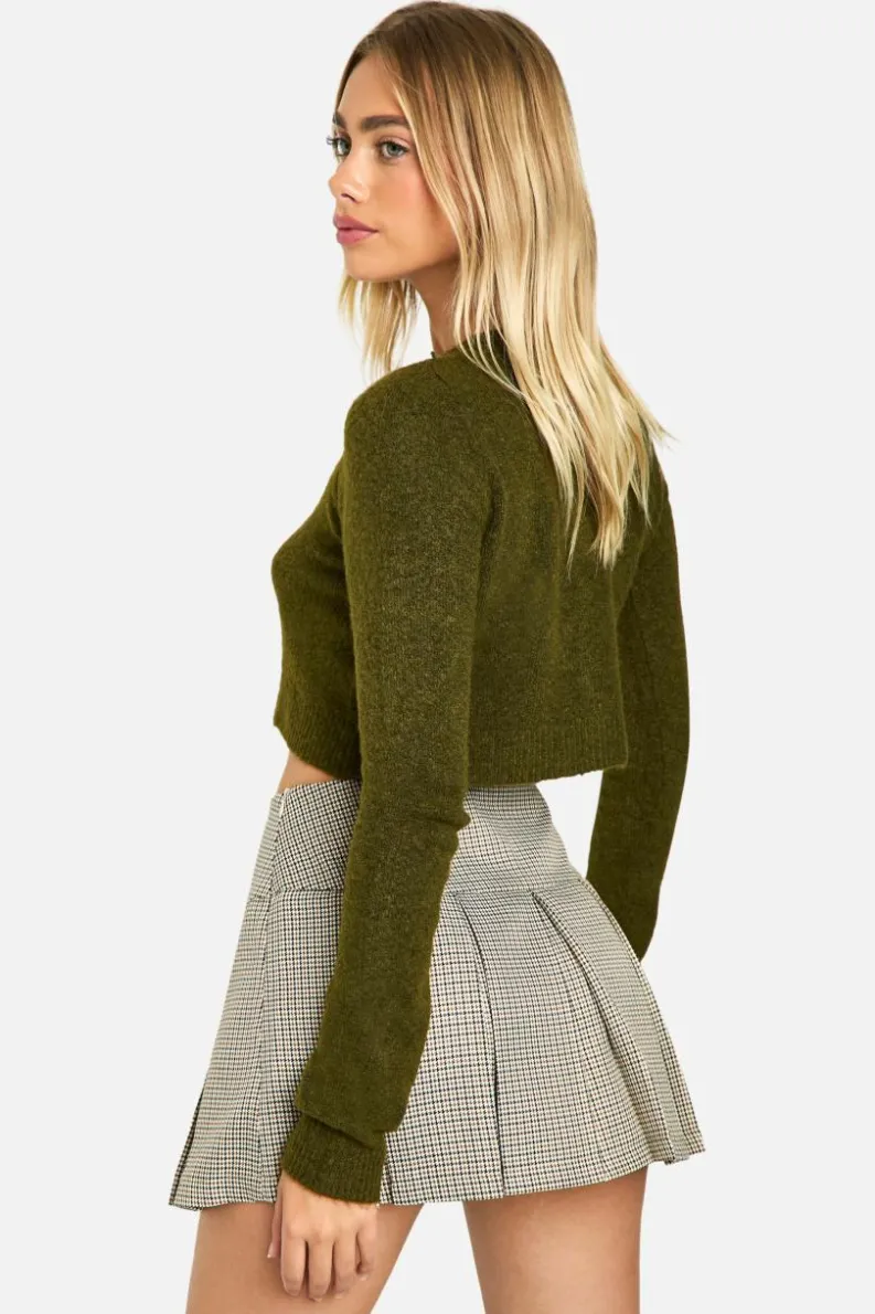 Cardigans|Jumpers & Cardigans*boohoo Knitted Cropped Button Cardigan olive