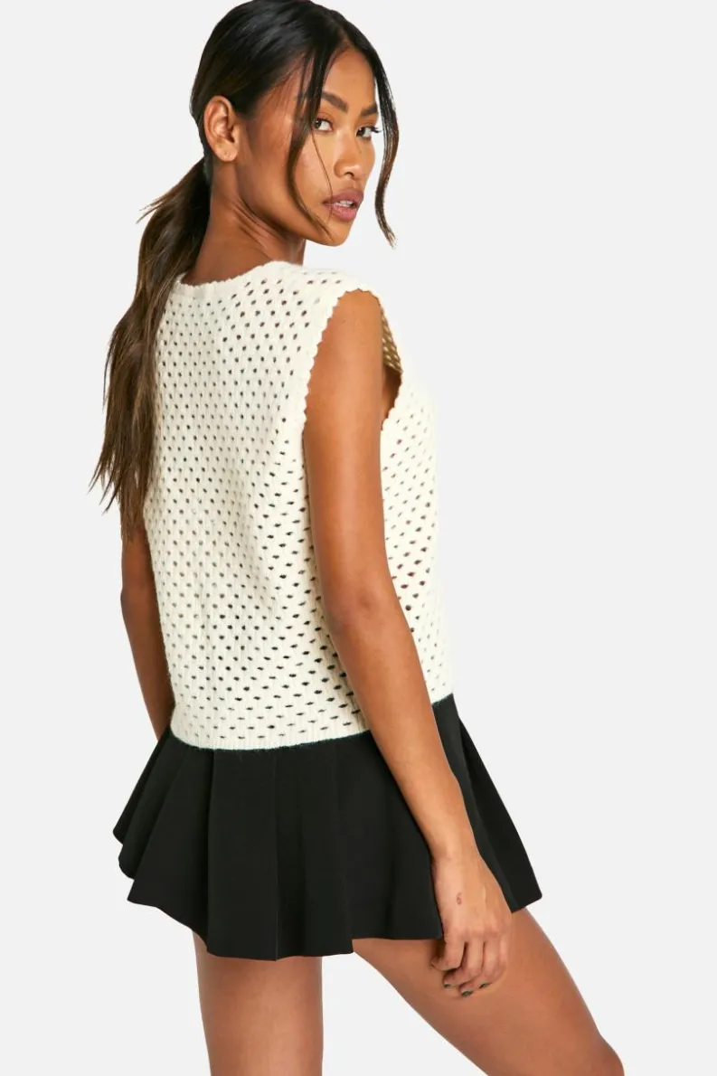 Jumpers*boohoo Knitted Hole Detail Tank cream
