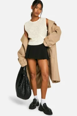 Jumpers*boohoo Knitted Hole Detail Tank cream