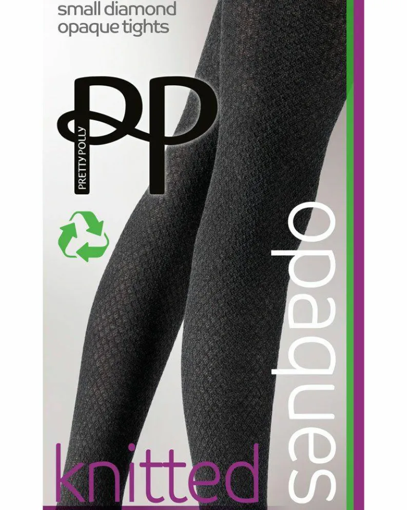 Tights & Socks|Tights & Socks*Pretty Polly Knitted Opaques Small Diamond Tights - Charcoal