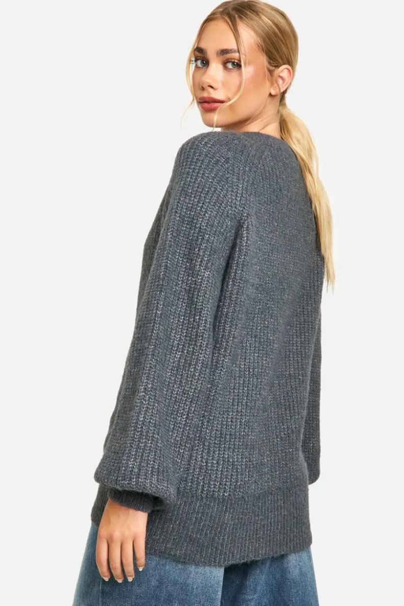 Cardigans|Knitwear*boohoo Knitted Oversized Boxy Button Front Cardigan charcoal