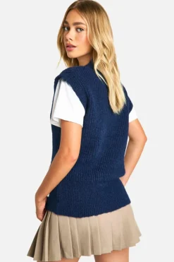Jumpers*boohoo Knitted Oversized Boxy Fit Tank navy