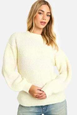 Oversized Jumpers|Jumpers*boohoo Knitted Oversized Crew Neck Stripe Jumper yellow