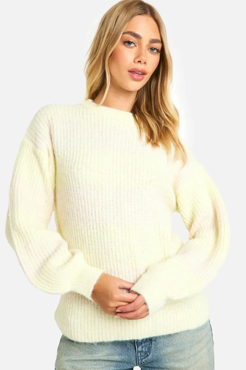 Oversized Jumpers|Jumpers*boohoo Knitted Oversized Crew Neck Stripe Jumper yellow