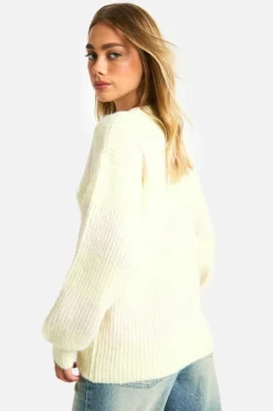 Oversized Jumpers|Jumpers*boohoo Knitted Oversized Crew Neck Stripe Jumper yellow