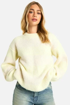 Oversized Jumpers|Jumpers*boohoo Knitted Oversized Crew Neck Stripe Jumper yellow