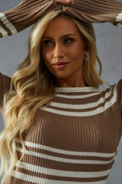 Jumper Dresses|Jumper Dresses*MissPap Knitted Ribbed Stripe Maxi Dress taupe