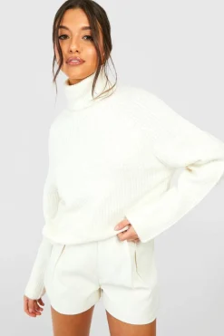Jumpers|Knitwear*boohoo Knitted Roll Neck Jumper With Raglan Sleeve ecru