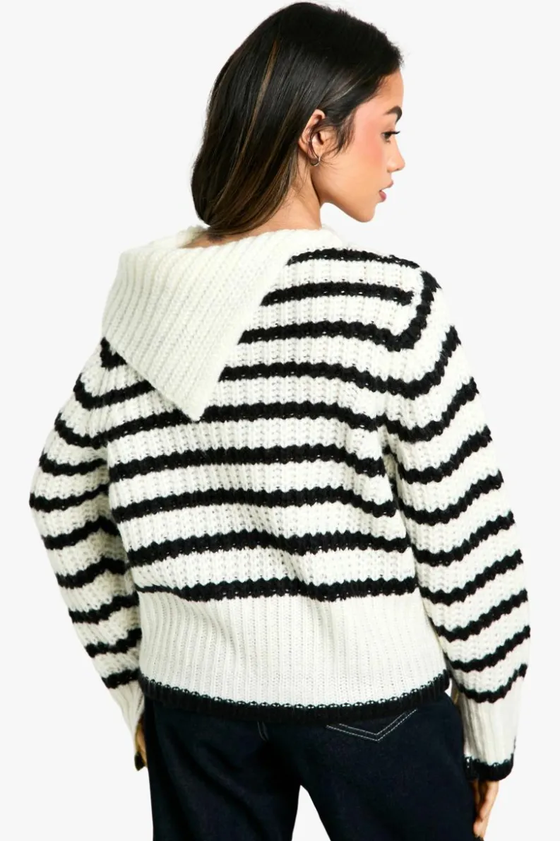 Jumpers|Up To 80% Off Winter Warmers*boohoo Knitted Collar Detail Jumper stripe