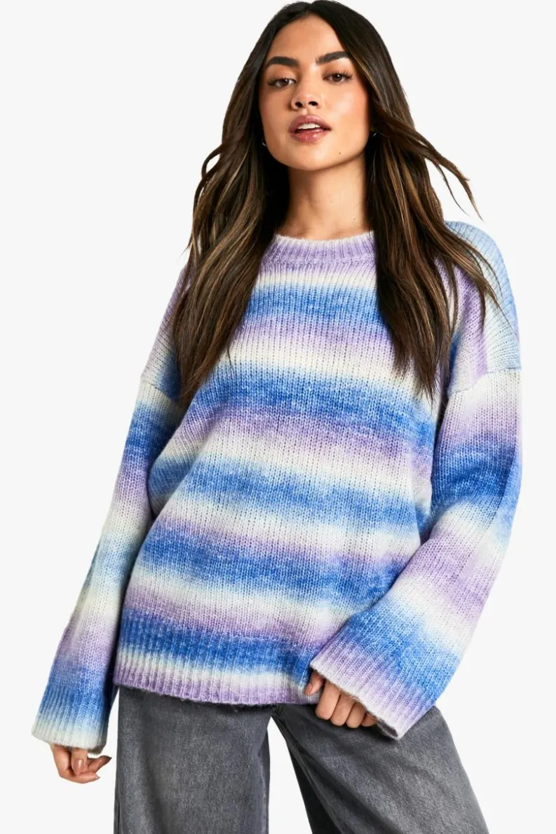 Jumpers|Jumpers & Cardigans*boohoo Knitted Stripe Crew Neck Jumper blue