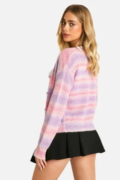 Cardigans*boohoo Knitted Striped Lightweight Cardigan pink