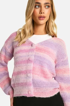 Cardigans*boohoo Knitted Striped Lightweight Cardigan pink