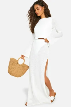 Knitted Tops*boohoo Knitted Tie Back Top white