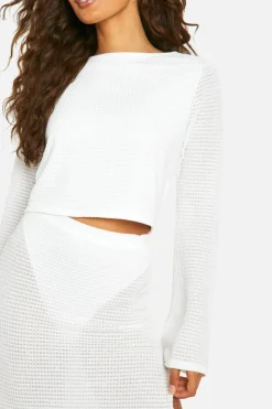 Knitted Tops*boohoo Knitted Tie Back Top white