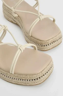 Sandals*boohoo Knot Detail Flatform Sandals cream