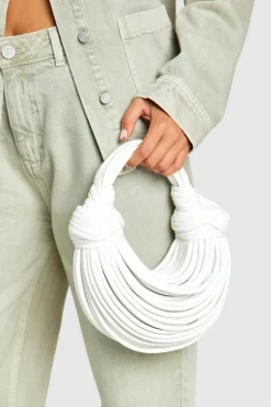 Handbags*boohoo Knot Detail Strappy Grab Bag white