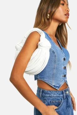 Handbags*boohoo Knot Detail Strappy Grab Bag white