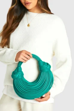 Handbags*boohoo Knot Detail Strappy Grab Bag green