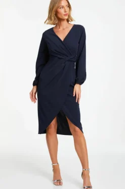 Wrap Dresses|Midi Dresses*Quiz Knot Front Wrap Midi Dress Blue
