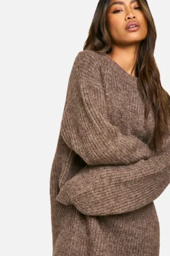 Jumper Dresses|Jumper Dresses*boohoo Kntted Crew Neck Mini Dress mocha