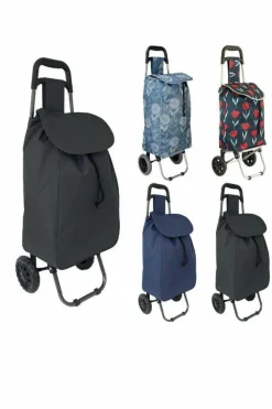 Handbags*Infinity Leather 40L Lightweight Wheeled Folding Durable Cart Strong Grocery Bag Shopping Trolley Black