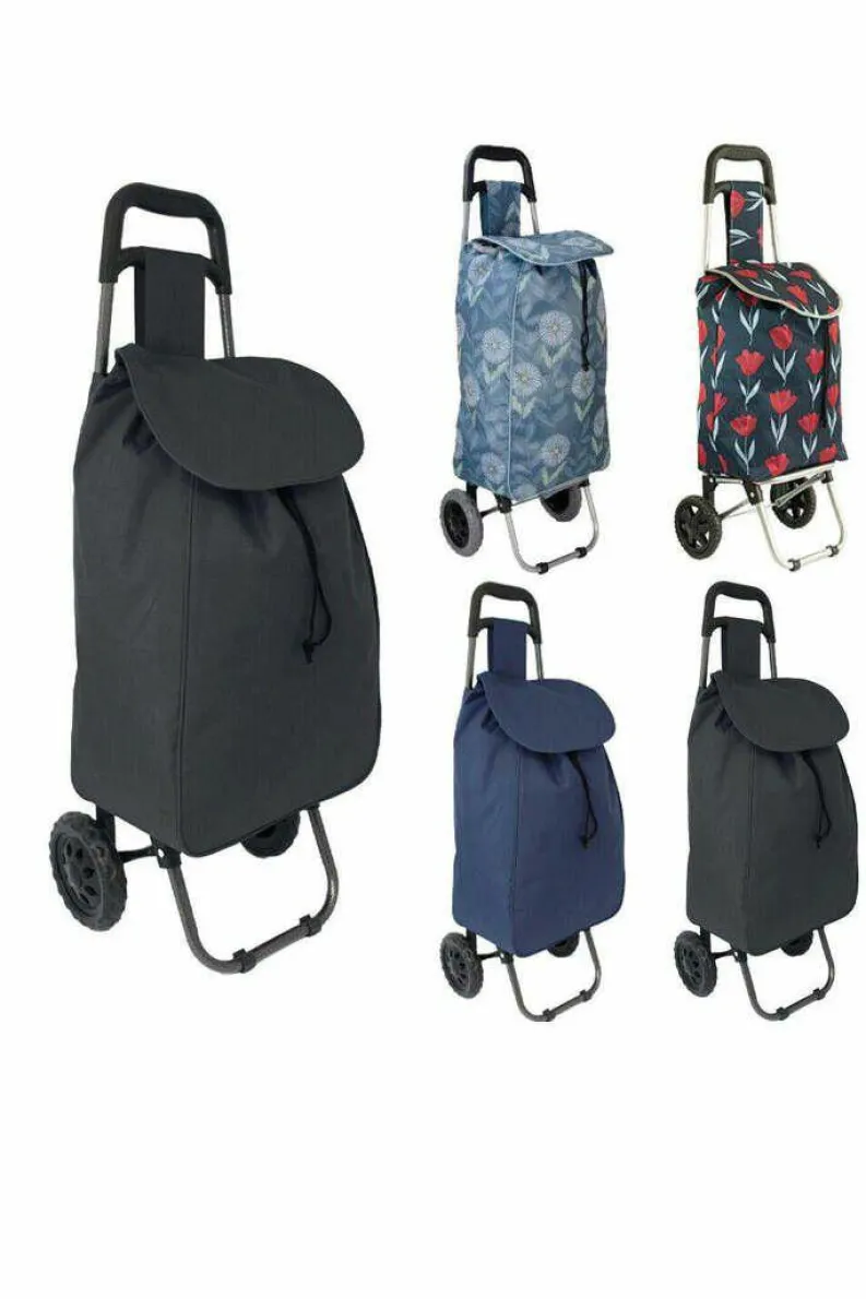 Handbags*Infinity Leather 40L Lightweight Wheeled Folding Durable Cart Strong Grocery Bag Shopping Trolley Black