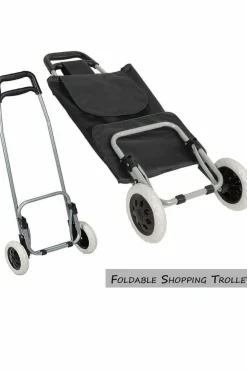Handbags*Infinity Leather 40L Lightweight Wheeled Folding Durable Cart Strong Grocery Bag Shopping Trolley Black
