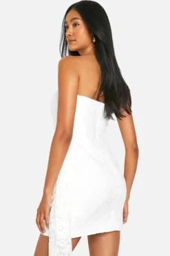Bodycon Dresses*boohoo Lace Corset Drape Mini Dress white