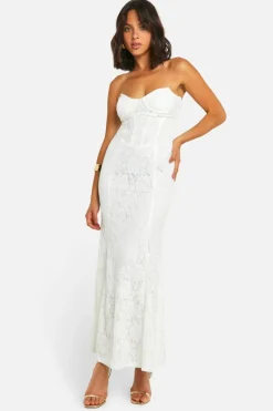 Bodycon Dresses|Maxi Dresses*boohoo Lace Corset Maxi Dress white