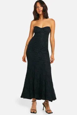 Bodycon Dresses*boohoo Lace Corset Maxi Dress black