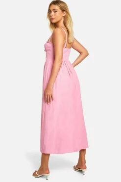 Smock Dresses*boohoo Lace Corset Midaxi Smock Dress pink